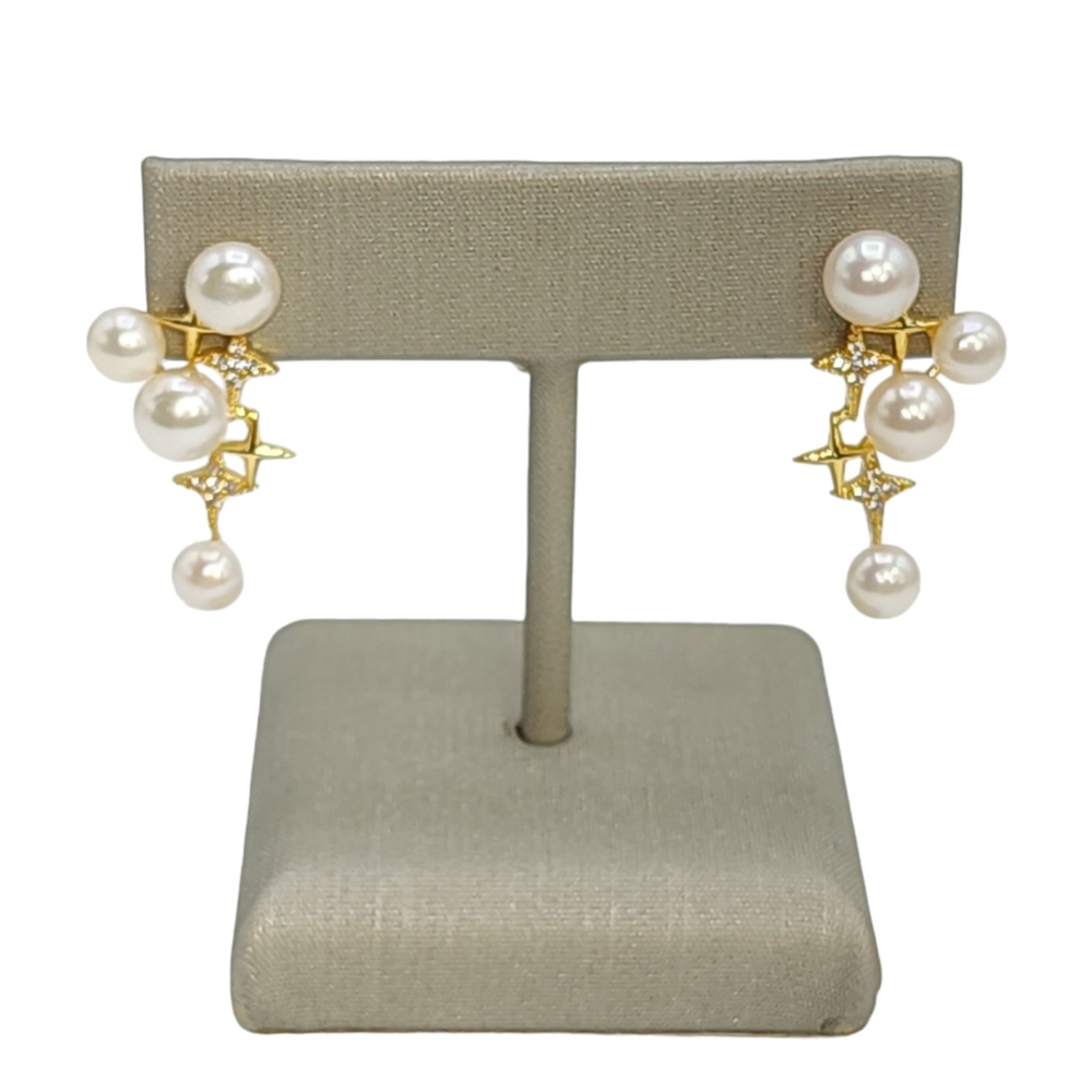 14K Gold Filled Shining Genuine Freshwater Pearl Stud Earrings NEW